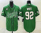 Men's Philadelphia Eagles #92 Reggie White Green C Patch Cool Base Stitched Baseball Jersey,baseball caps,new era cap wholesale,wholesale hats